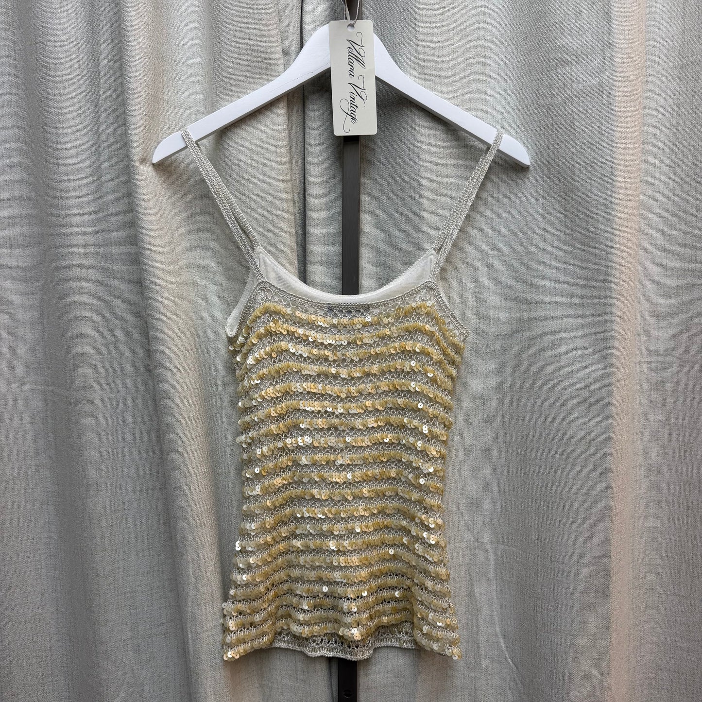 Adolfo Dominguez Off-White Crochet Sequin Tank