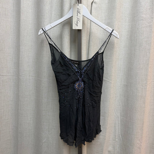 Antik Batik Charcoal Grey Silk Beaded Cami