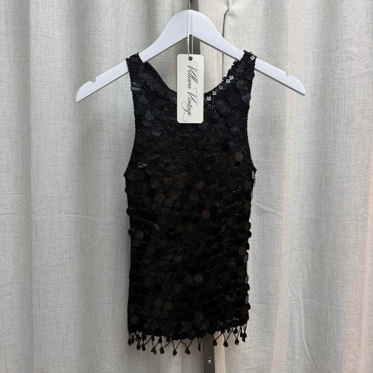 Black Crochet Sequin Top