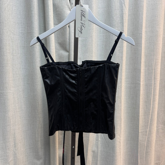 D&G 2007 Black Patent Leather Bustier Top w/ Satin Ribbon