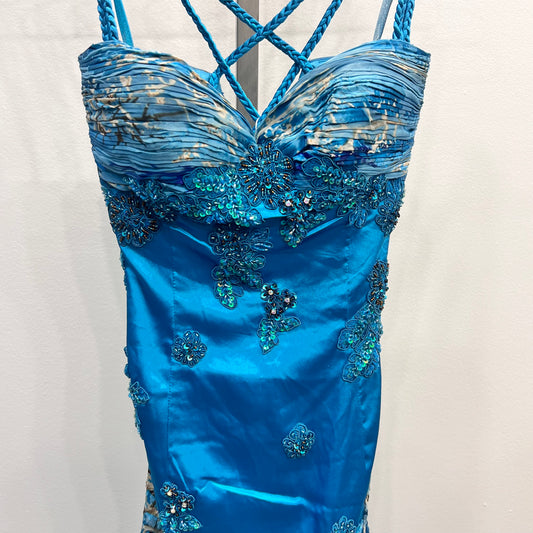 Turquoise Beaded Maxi Dress