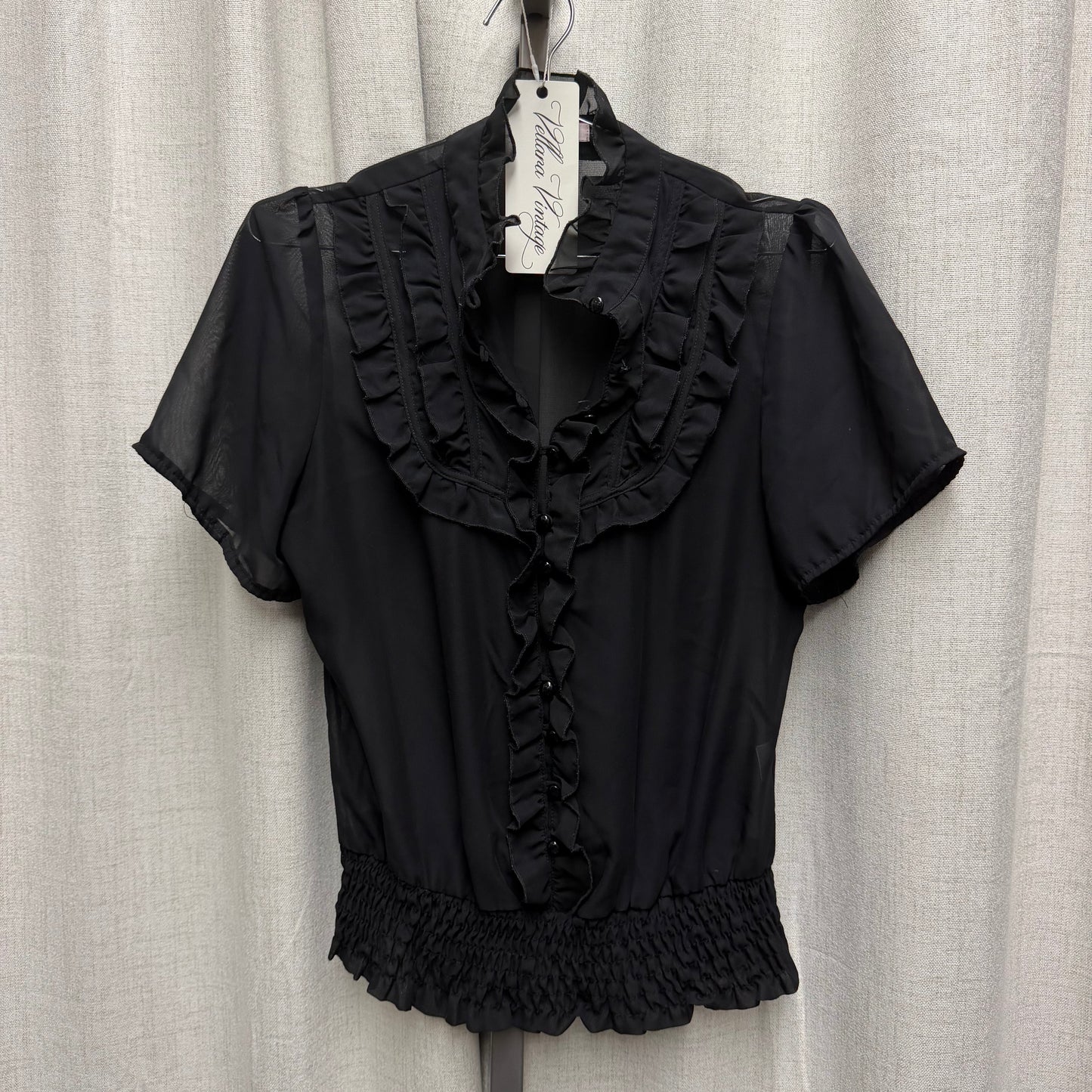 Black Sheer Ruffled Blouse
