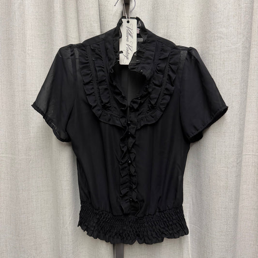 Black Sheer Ruffled Blouse