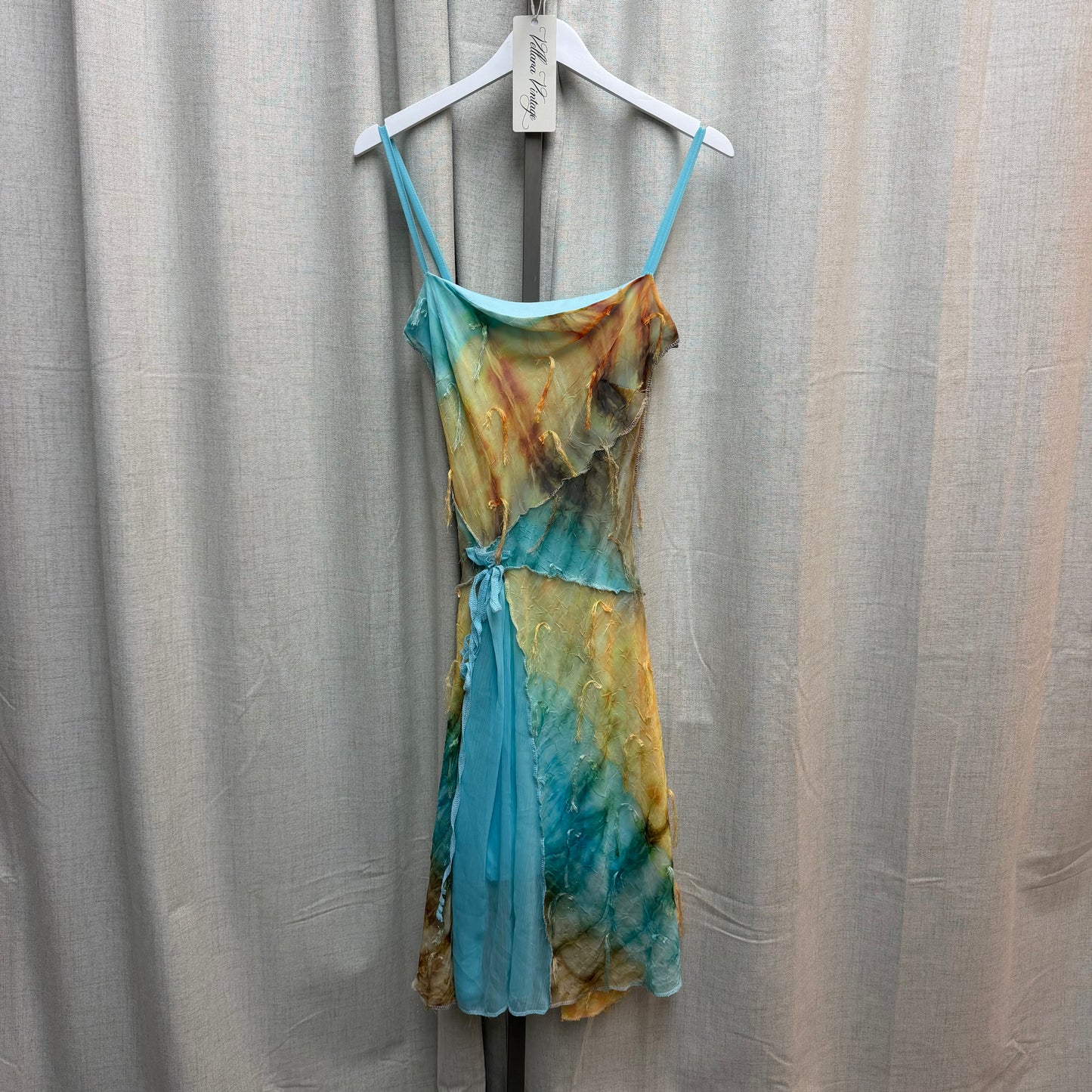 Turquoise Applique Multicolor Midi Dress
