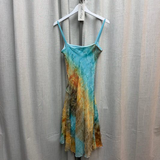 Turquoise Applique Multicolor Midi Dress