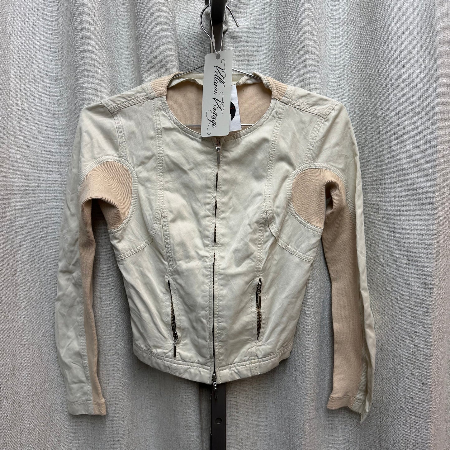 Plein Sud Beige Cropped Fitted Jacket