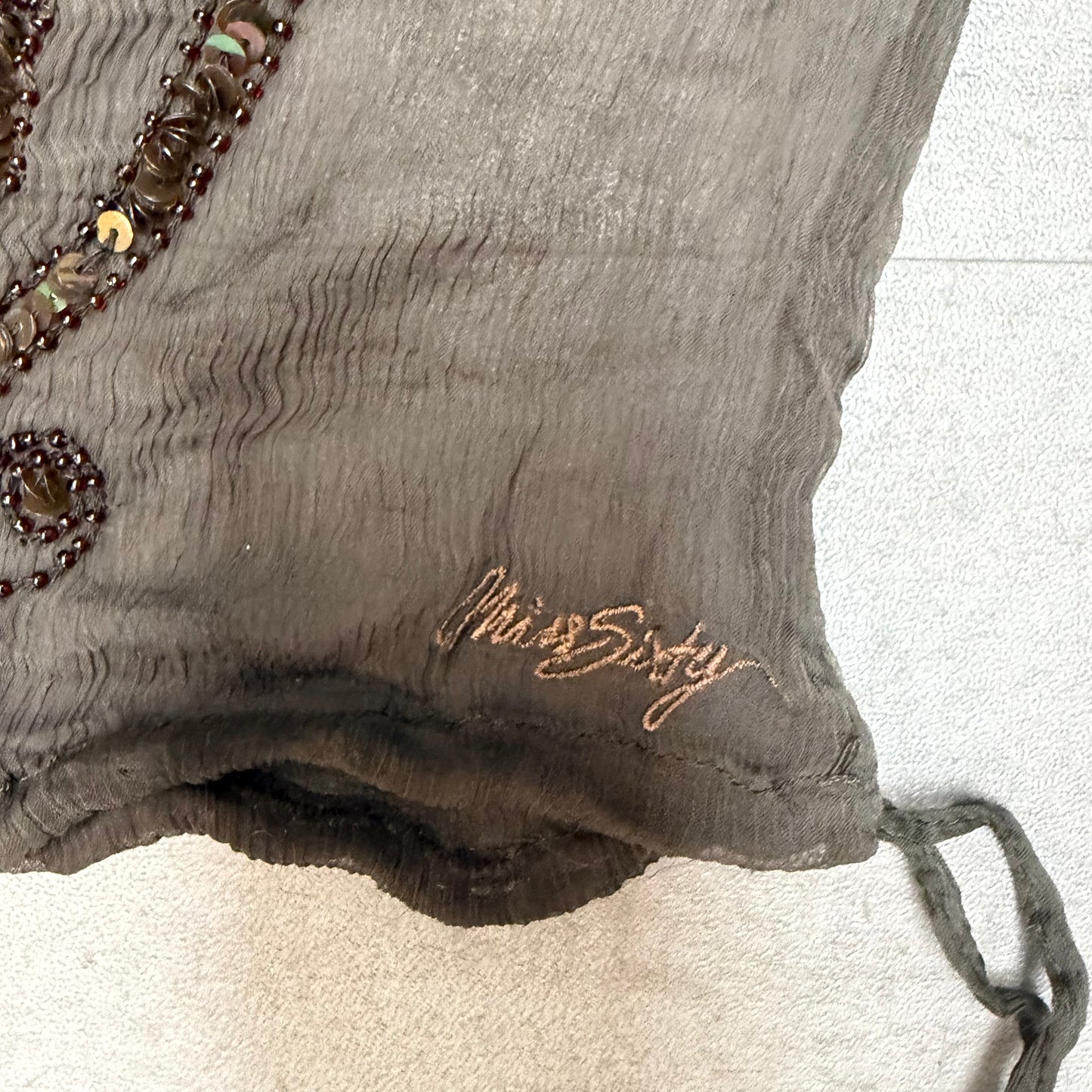 Miss Sixty Brown Silk Beaded Halter Top