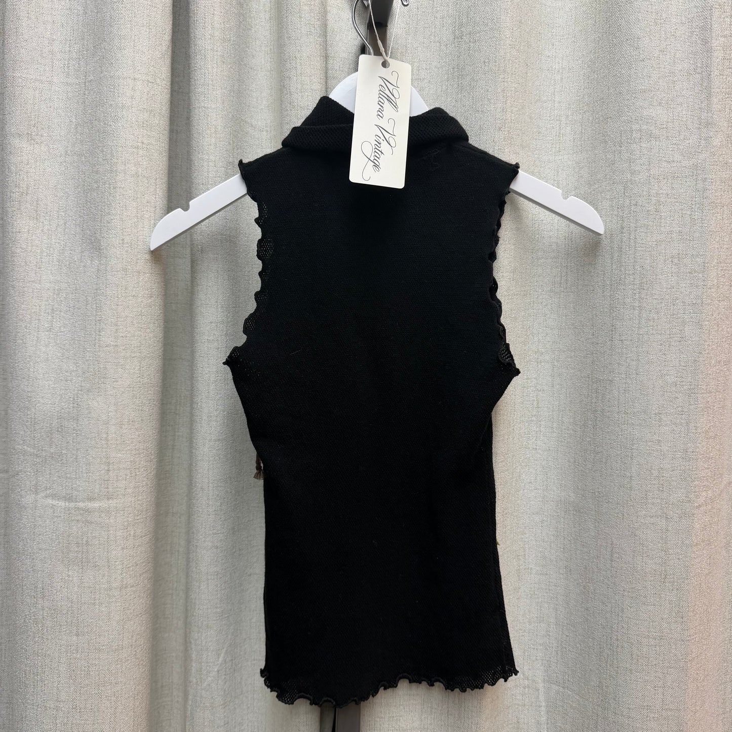 Black Knit Mockneck Top with Rhinestones