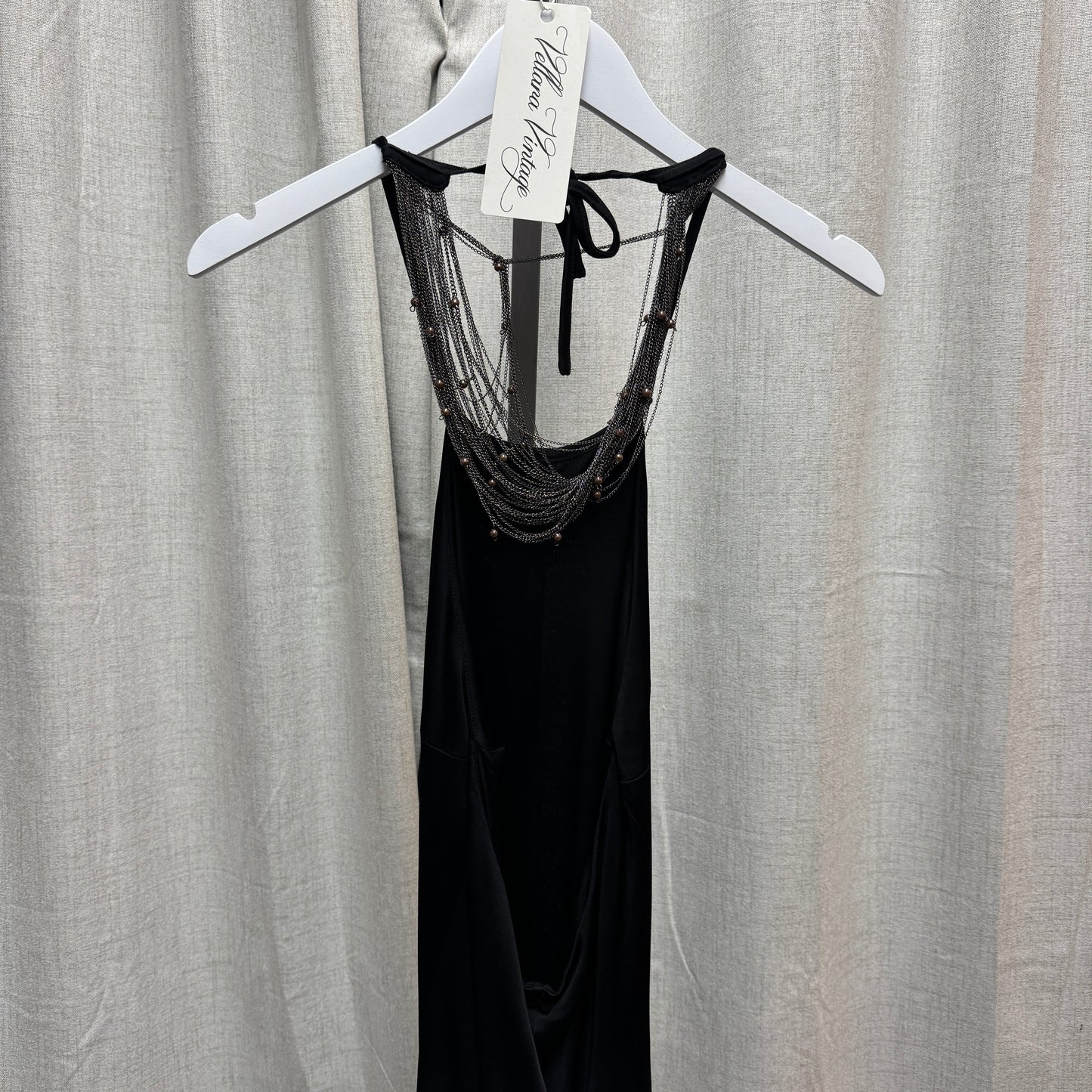 Chainmail Black Backless Maxi Dress