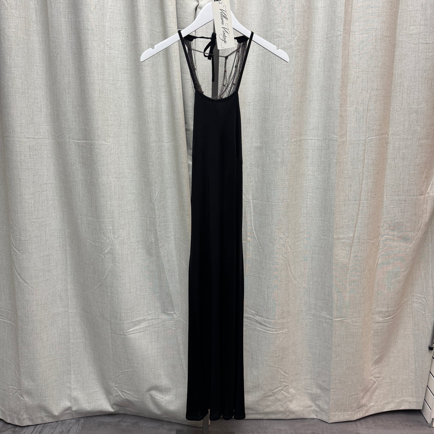 Chainmail Black Backless Maxi Dress