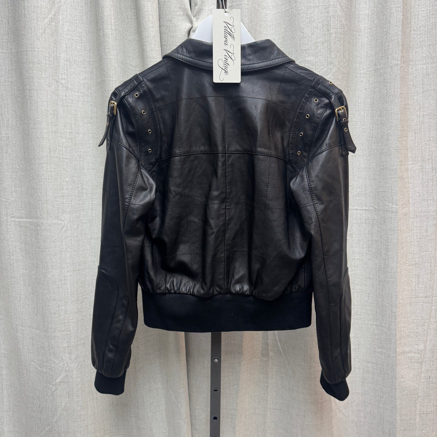 Dolce & Gabbana Black Leather Jacket w/ Gold Hardware
