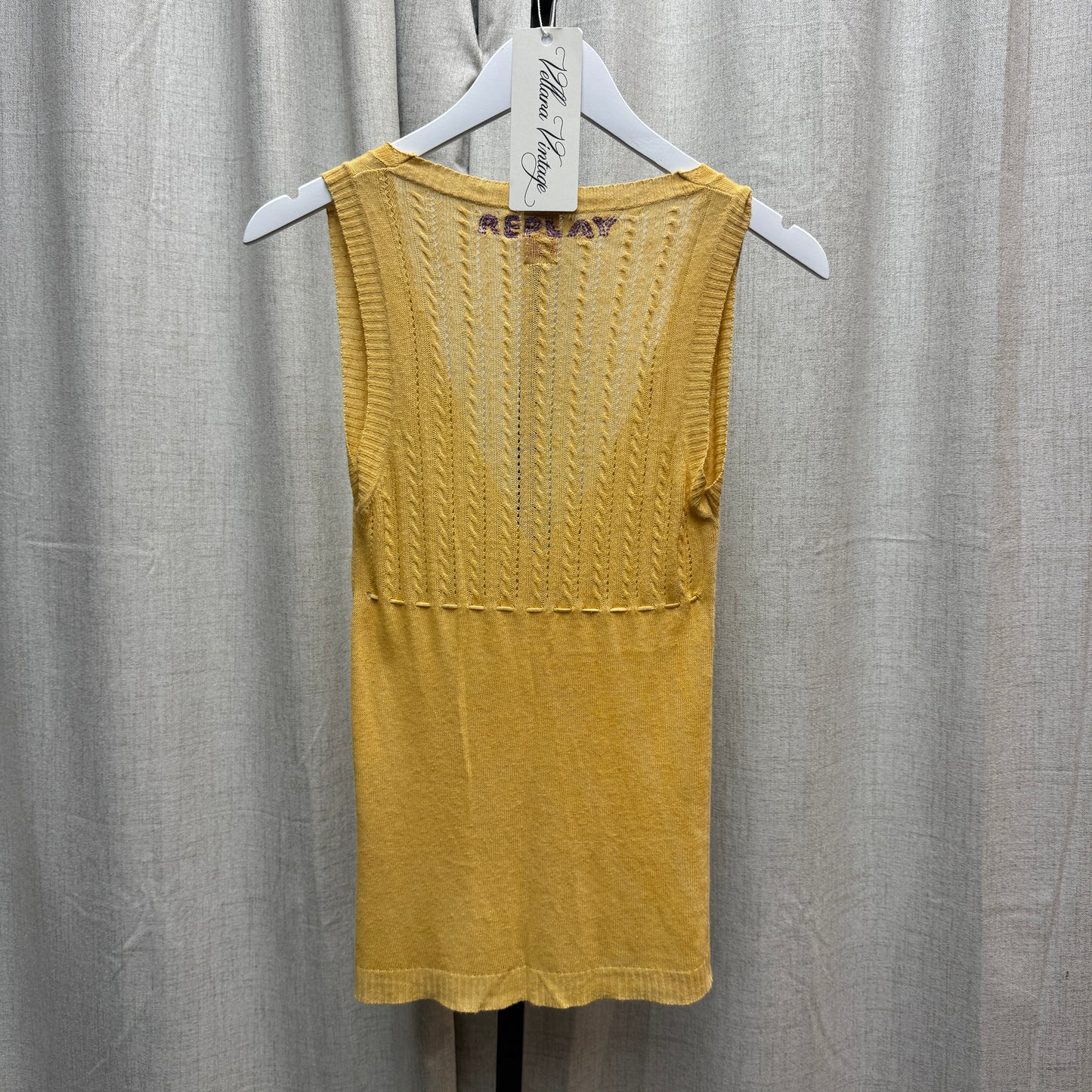 Replay Orange Cable Knit Tie V-Neck Tank Top