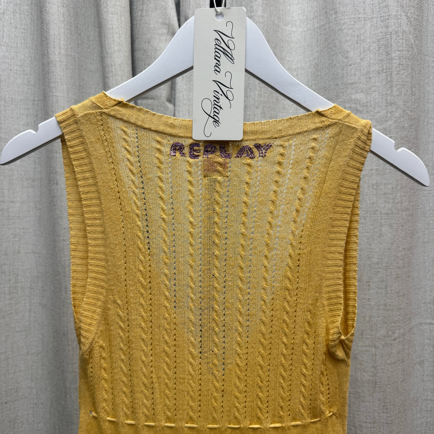 Replay Orange Cable Knit Tie V-Neck Tank Top