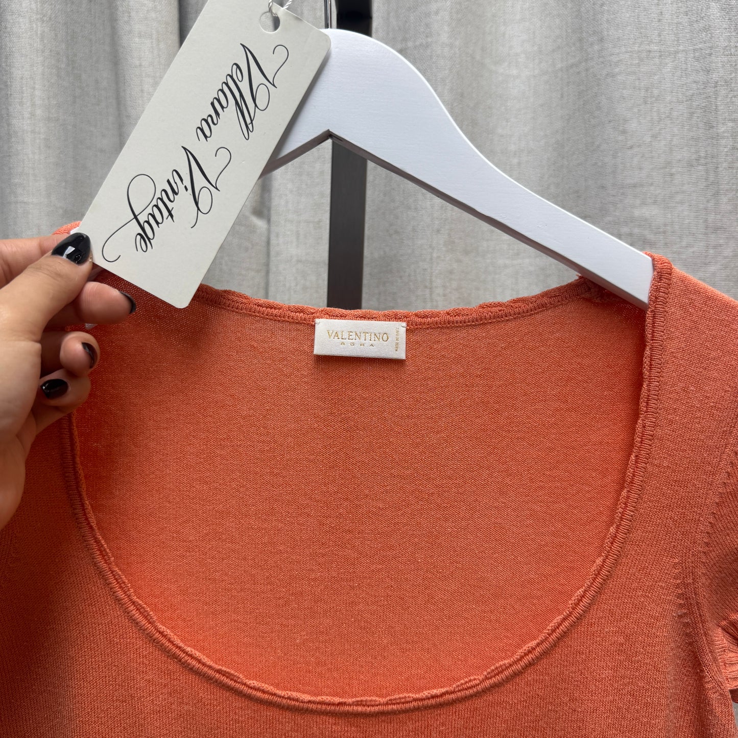 Valentino Coral Knit Short Sleeve Blouse