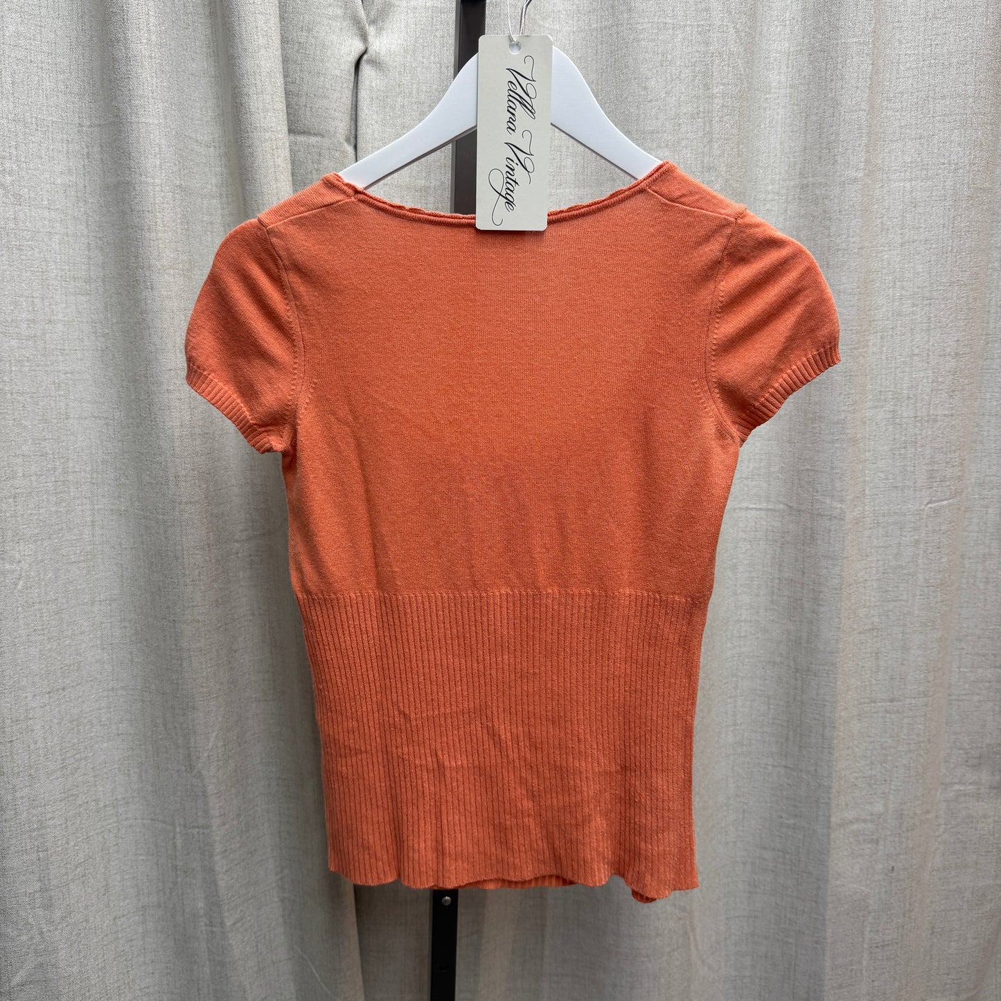Valentino Coral Knit Short Sleeve Blouse