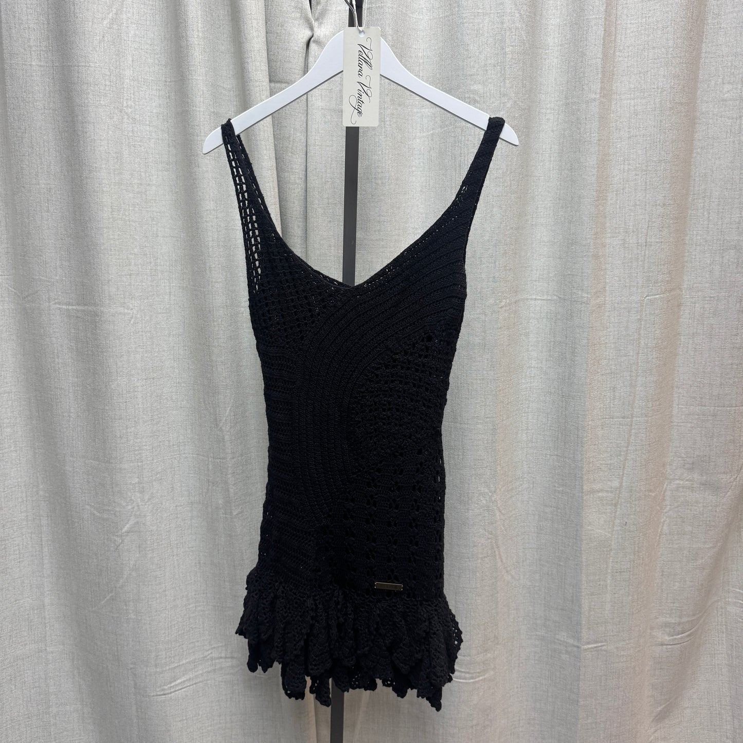 Just Cavalli Black Crochet Mini Dress