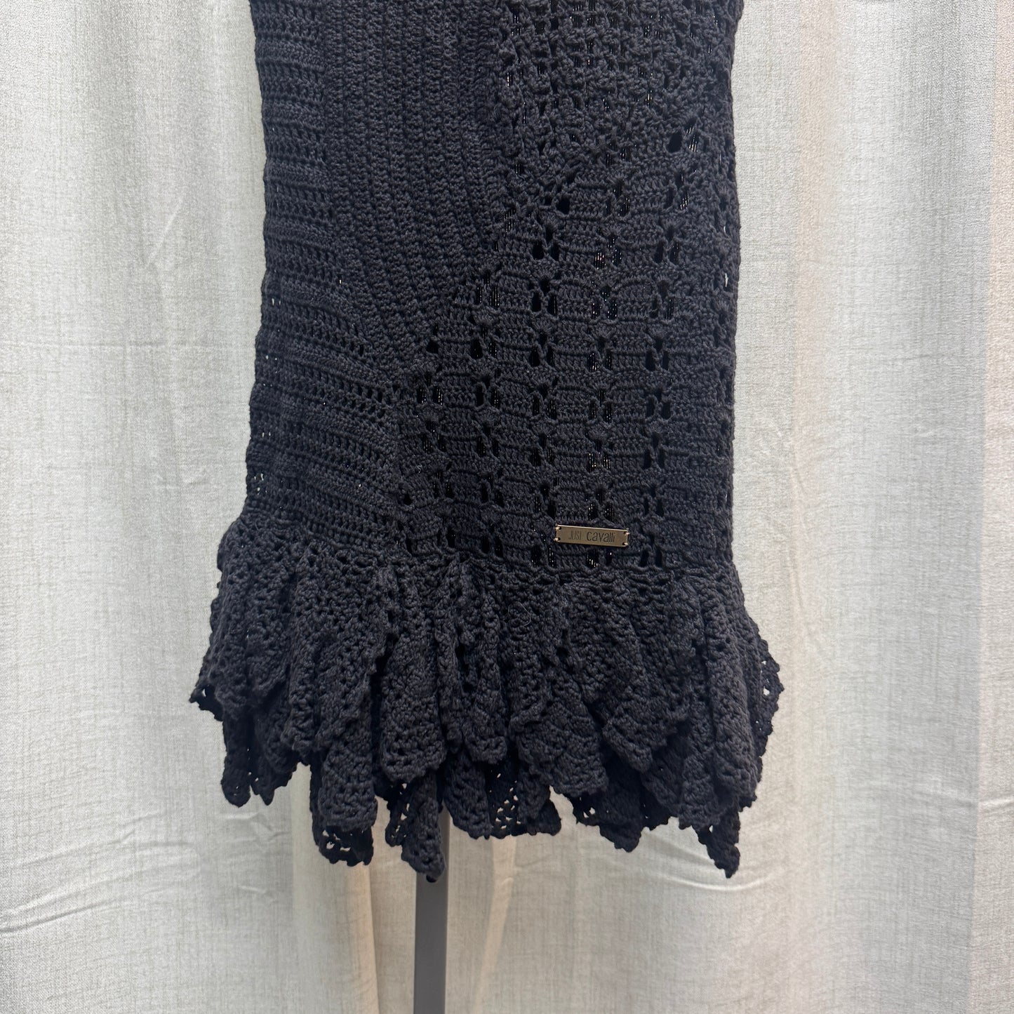 Just Cavalli Black Crochet Mini Dress