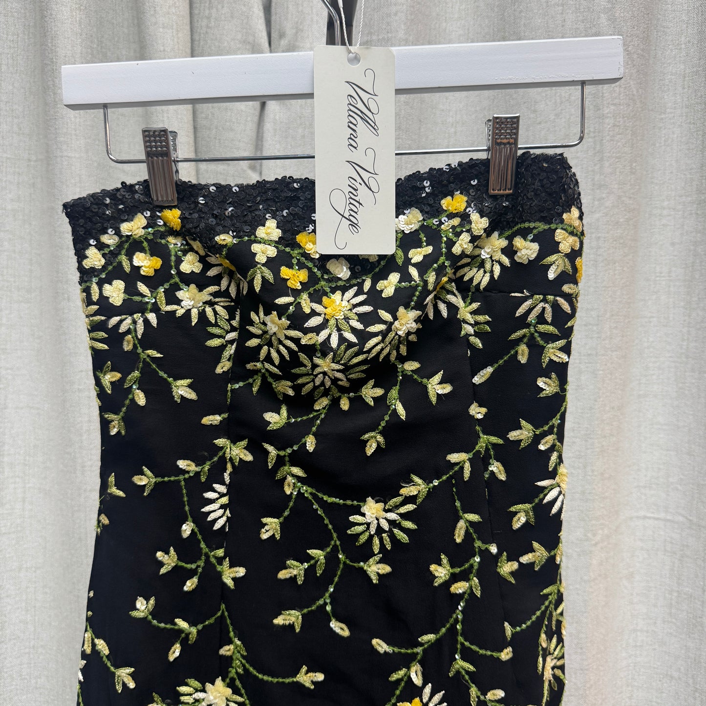 Black and Green Sleeveless Beaded Tiered Ruffle Maxi Dress