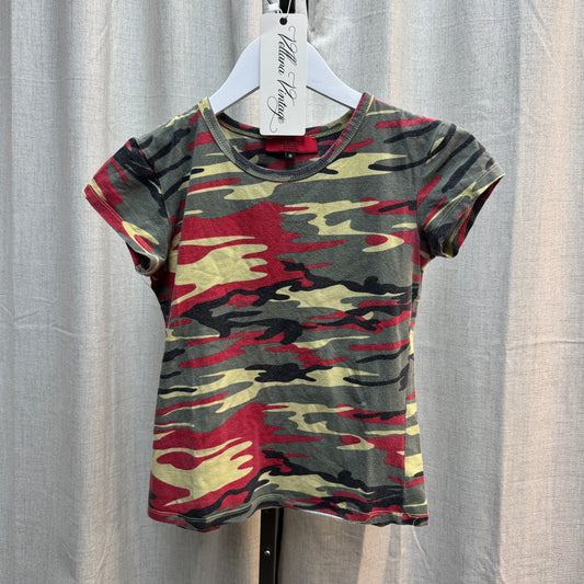 Valentino Red Camo Cropped T-Shirt