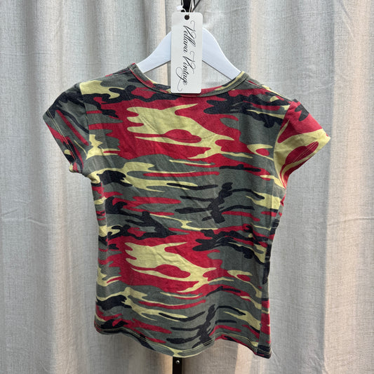 Valentino Red Camo Cropped T-Shirt