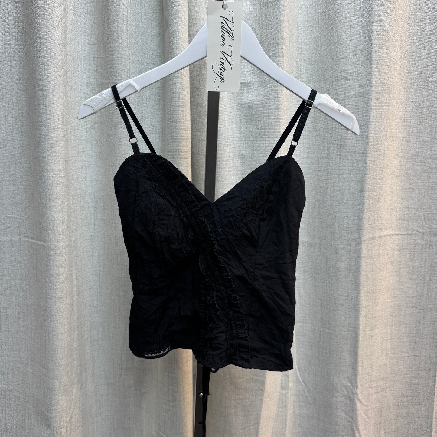 Black Ruffle Corset-Style Tank Top