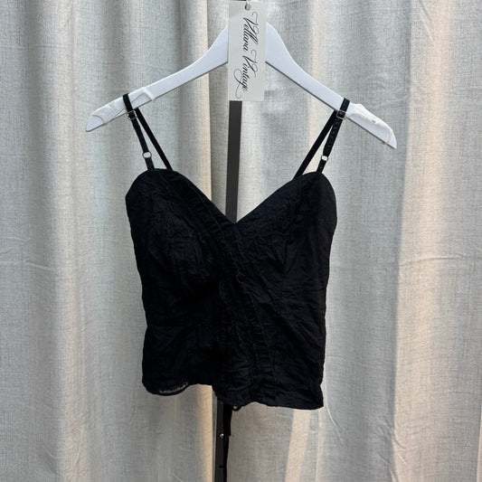 Black Ruffle Corset-Style Tank Top