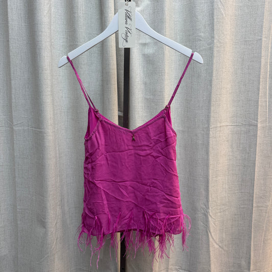 Patrizia Pepe Pink Beaded Feather Tank Top