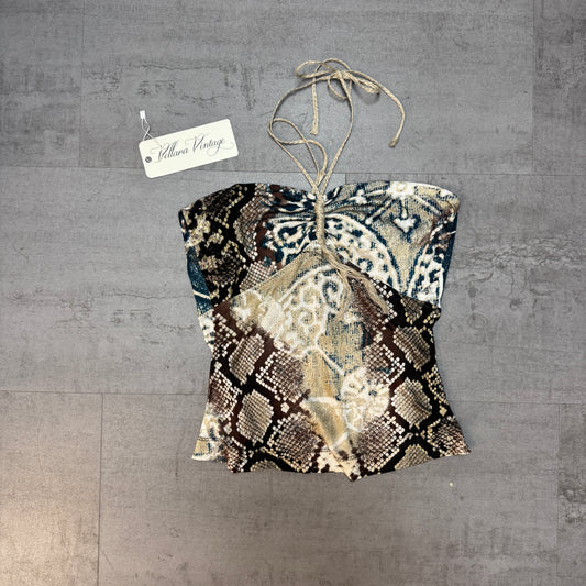 Just Cavalli S/S 2006 Python Print Halter Top