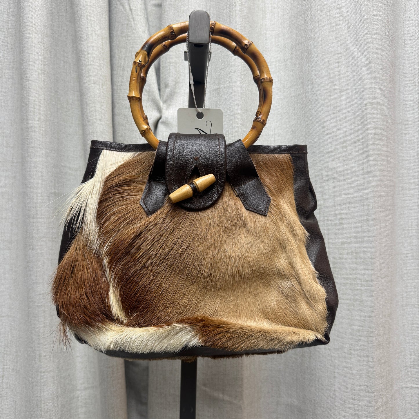 Pony Hair Mini Bag w/ Bamboo Handle