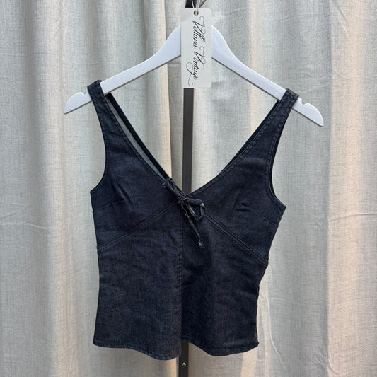 Sportsmax Dark Wash Denim Tie Front Tank Top