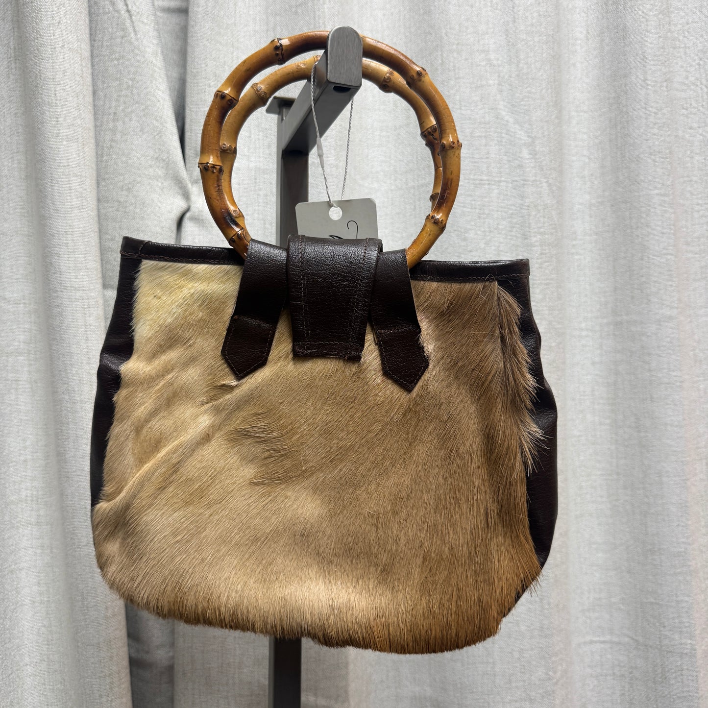 Pony Hair Mini Bag w/ Bamboo Handle