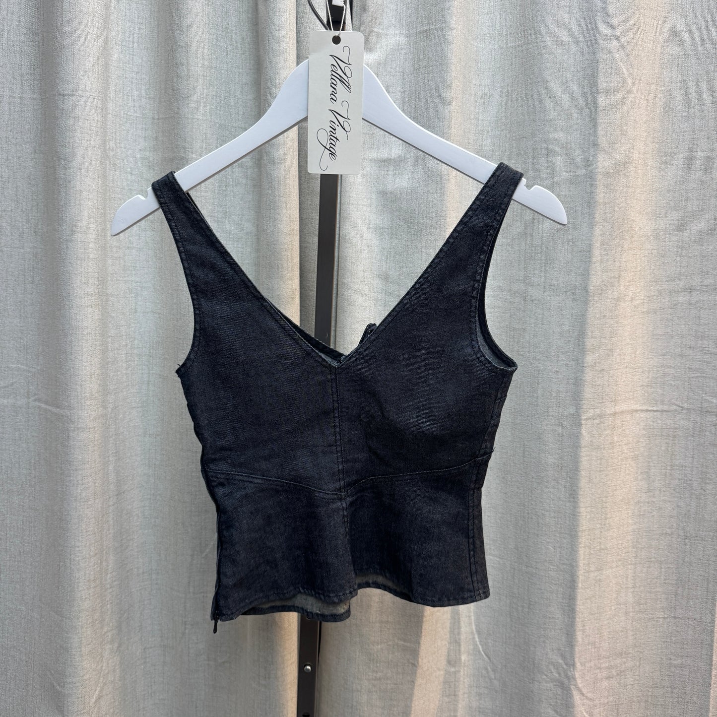 Sportsmax Dark Wash Denim Tie Front Tank Top