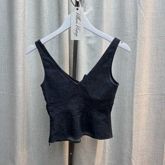 Sportsmax Dark Wash Denim Tie Front Tank Top
