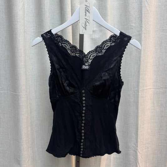 D&G Black Lace Button-Up Tank Top