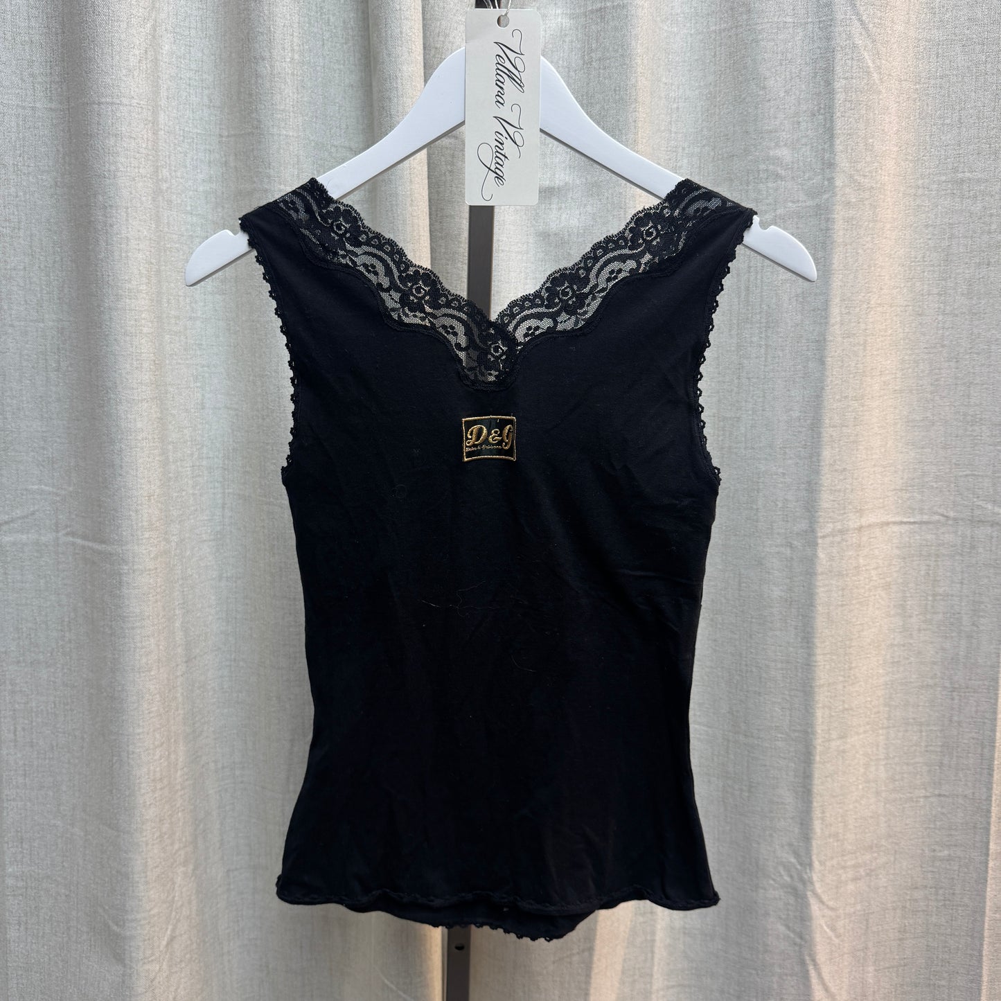 D&G Black Lace Button-Up Tank Top