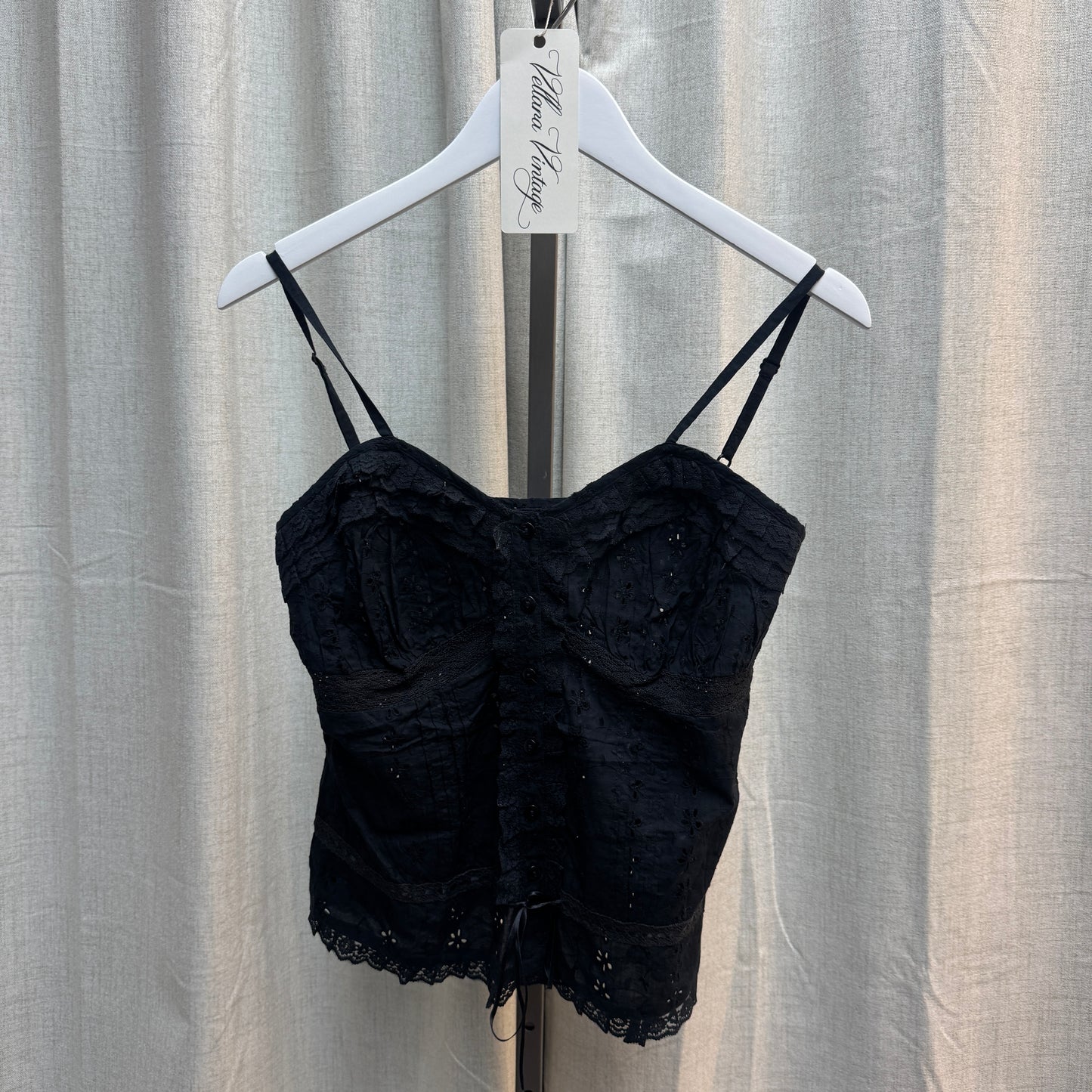 Black Lace Eyelet Tank Top