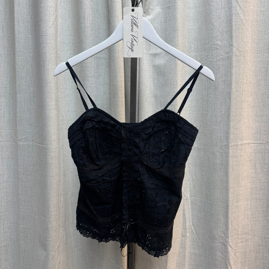 Black Lace Eyelet Tank Top