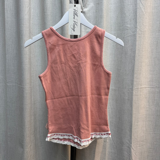 Moschino Jeans Pink Patchwork Embellished Tank Top