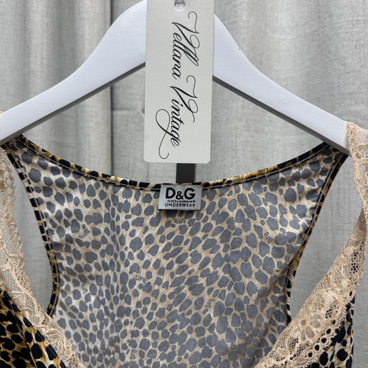 D&G Cheetah Print Lace Front Tank Top