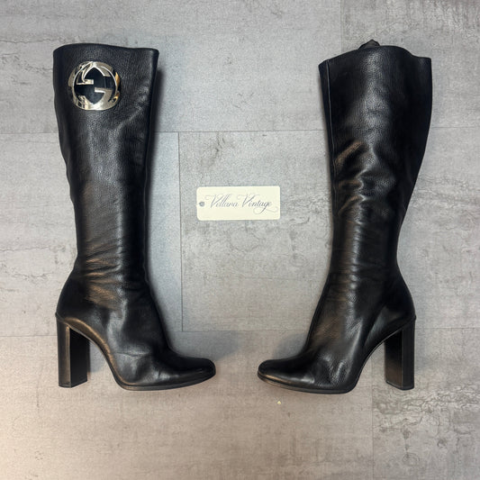 Gucci by Tom Ford Knee-High Black Leather Boots