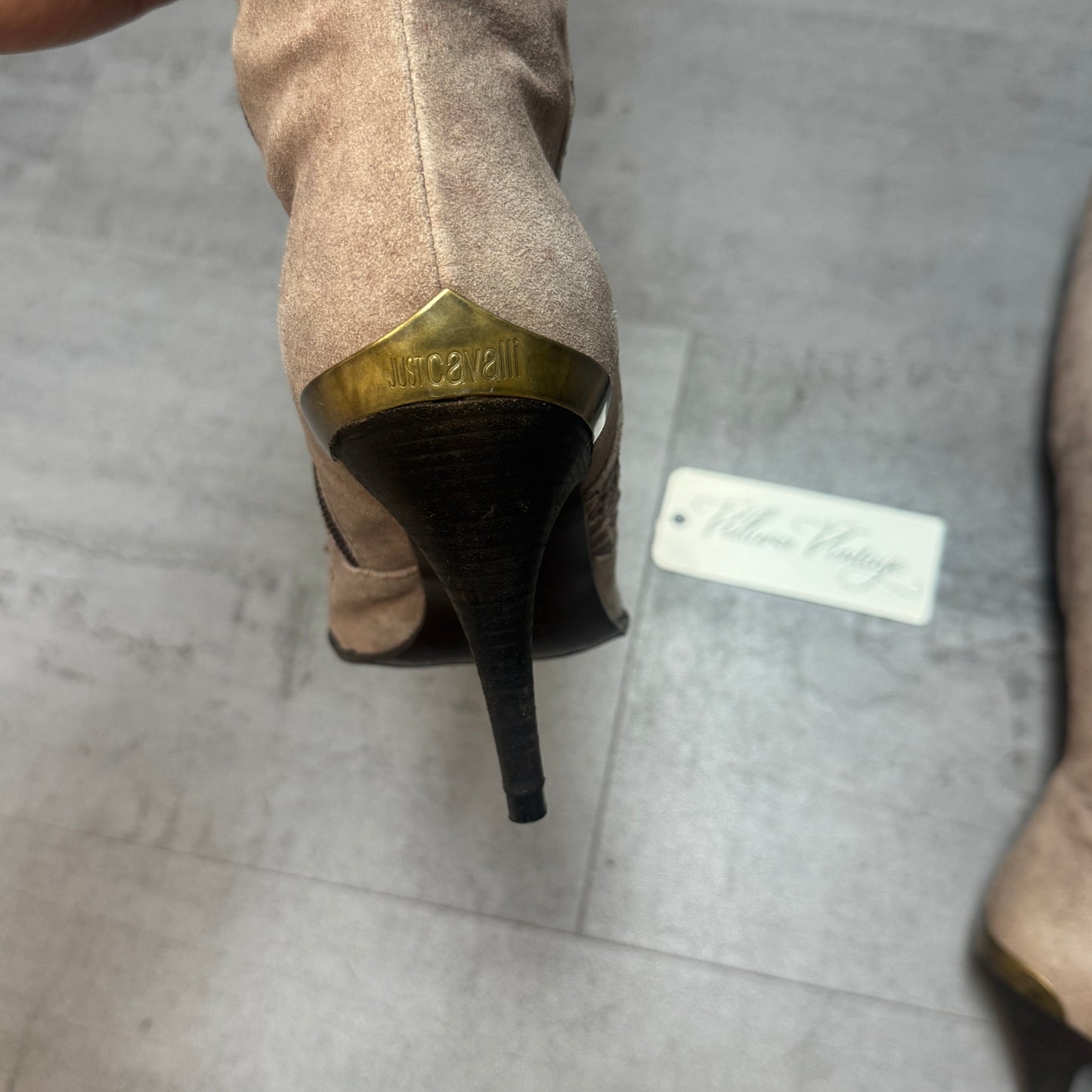 Just Cavalli Brown Python Stiletto Knee-High Boots