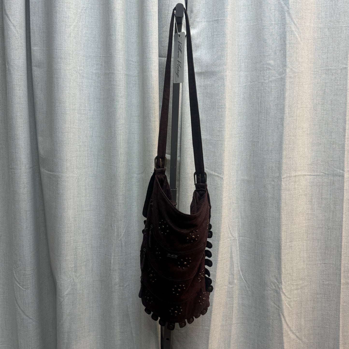 D&G Brown and Bronze Embellished Leather Hobo Bag