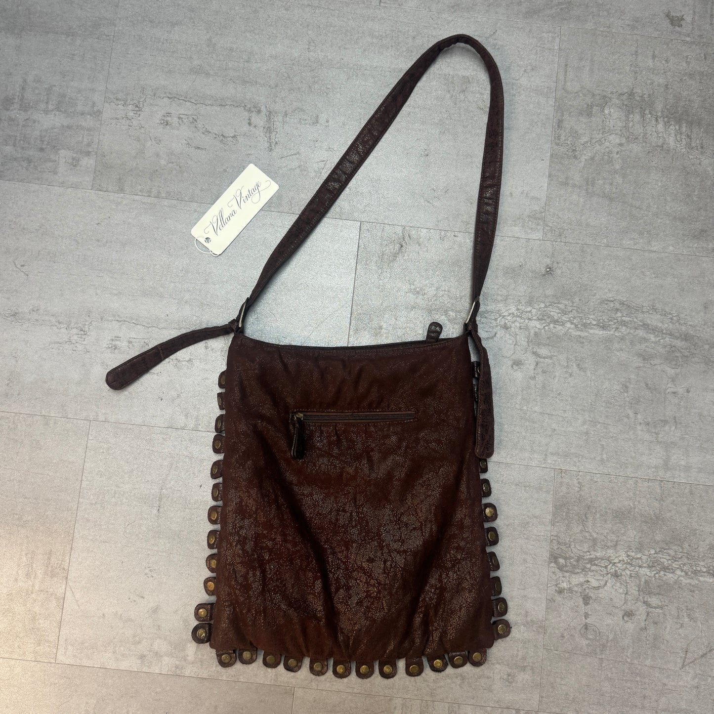 D&G Brown and Bronze Embellished Leather Hobo Bag