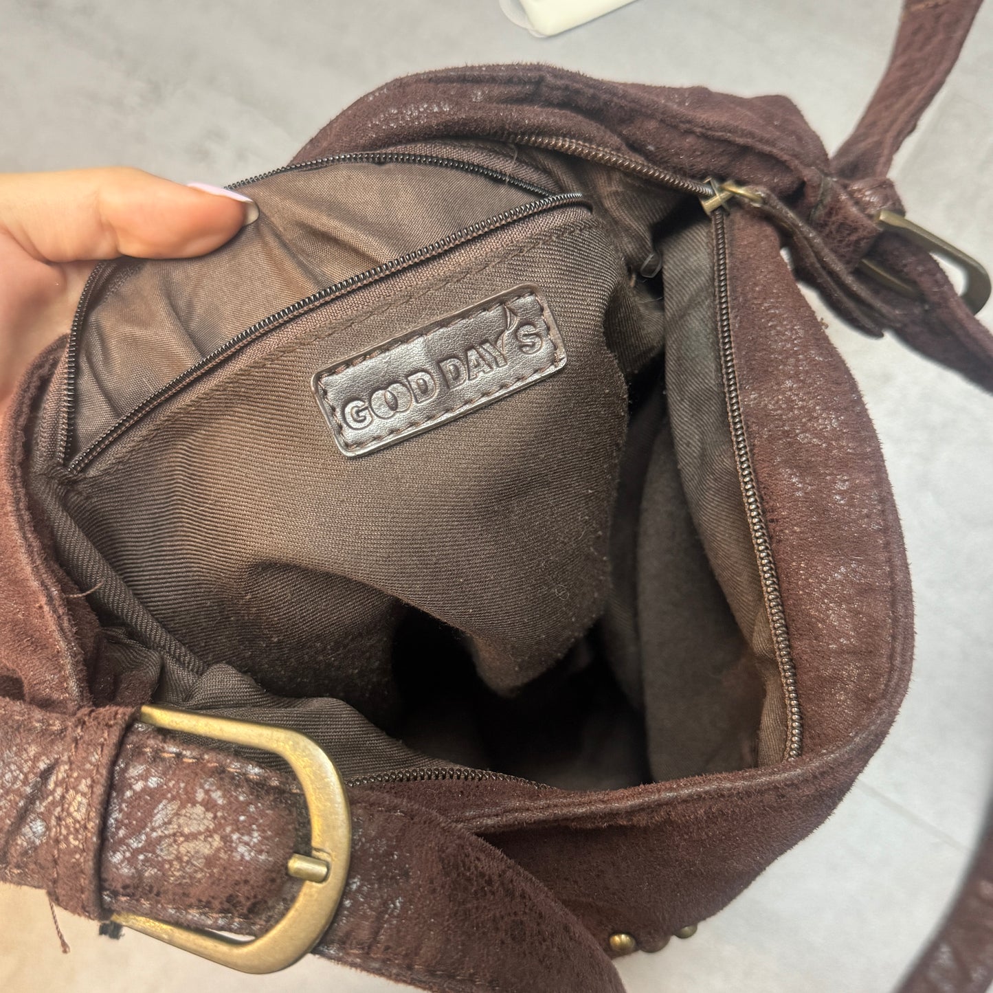 D&G Brown and Bronze Embellished Leather Hobo Bag