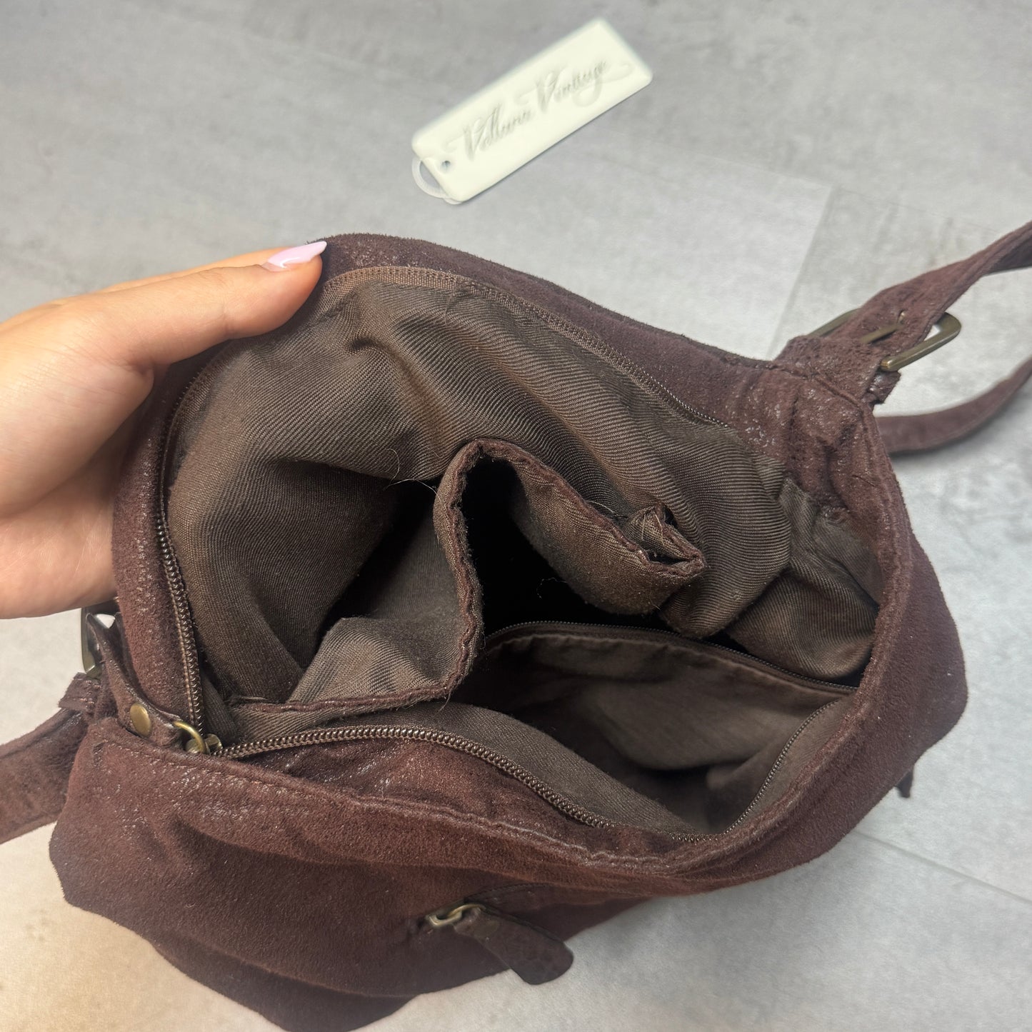 D&G Brown and Bronze Embellished Leather Hobo Bag