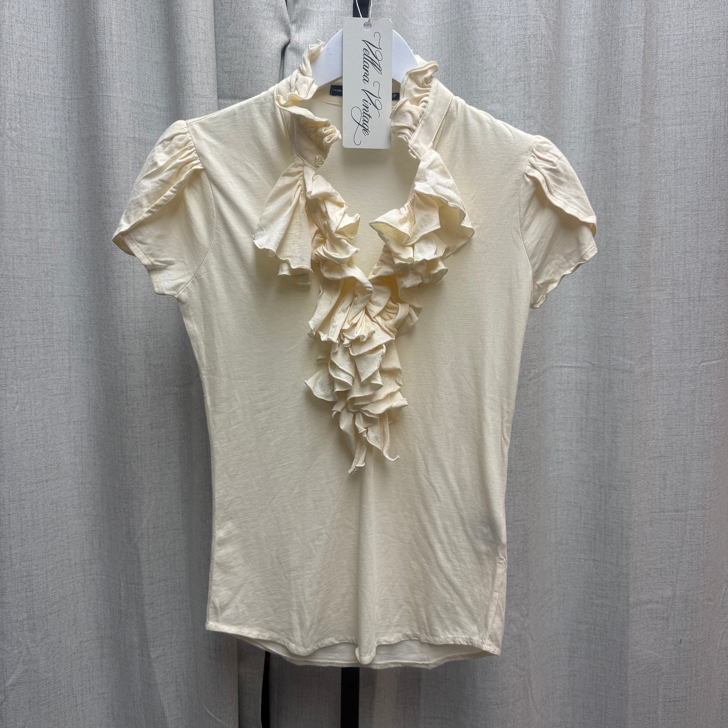 Ralph Lauren Cream Cotton Ruffle Short Sleeve Blouse