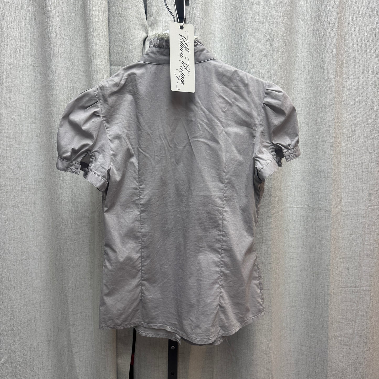 Gray Ruffle Lace Short Sleeve Blouse