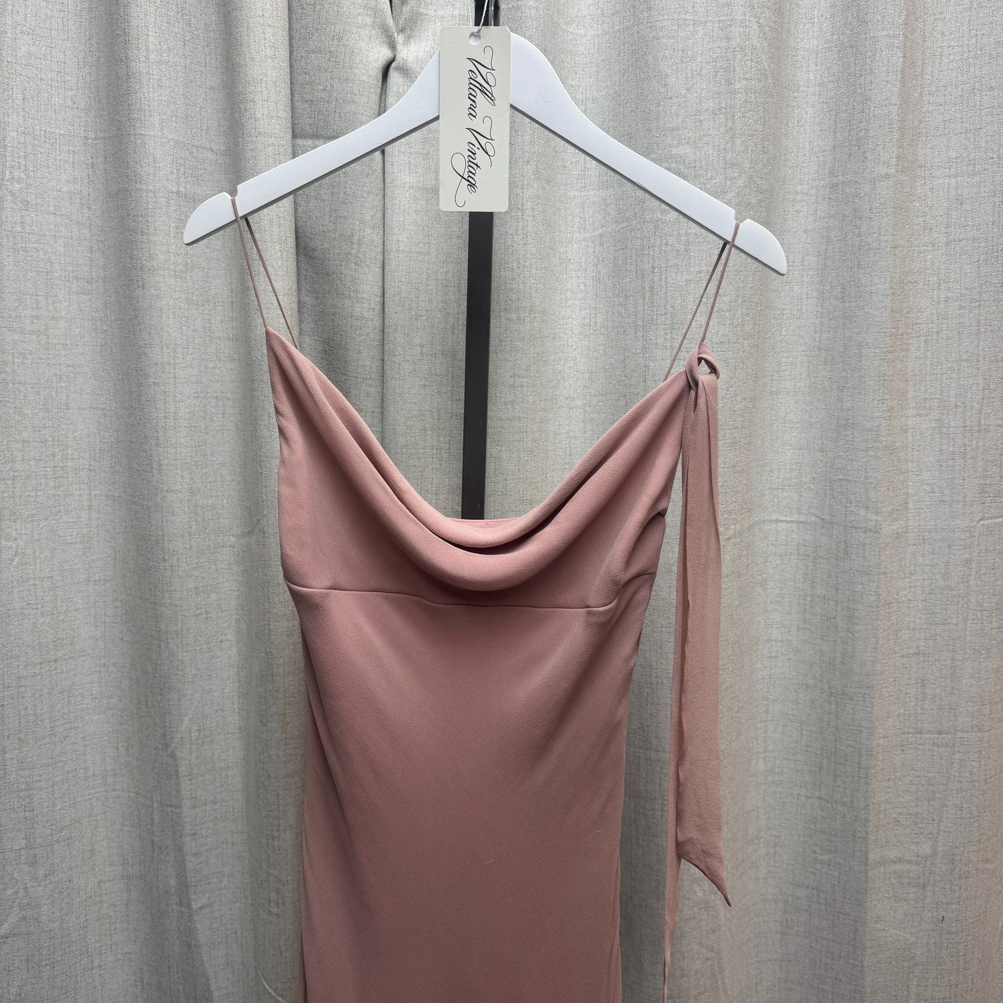Dina Bar El Blush Pink Silk Cowl Neck Midi Dress