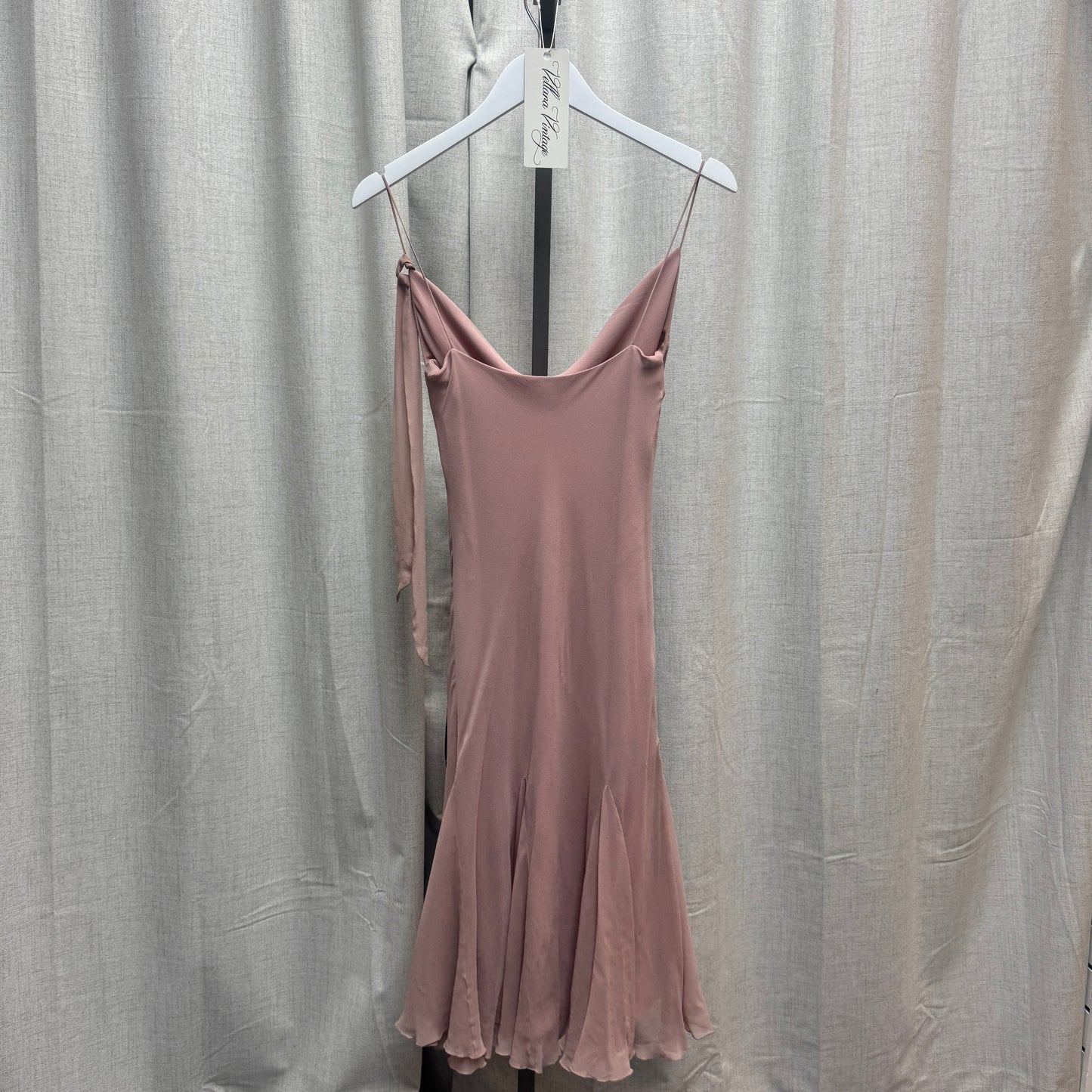 Dina Bar El Blush Pink Silk Cowl Neck Midi Dress