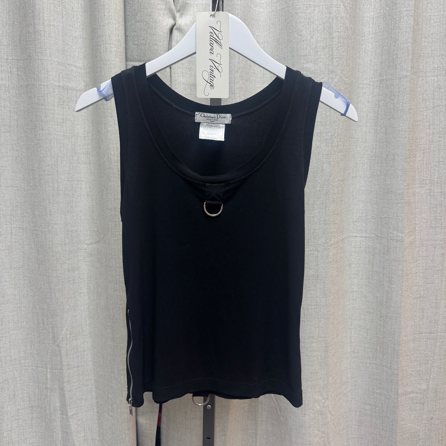 Dior Black Sleeveless Tank with Silver D-Ring
